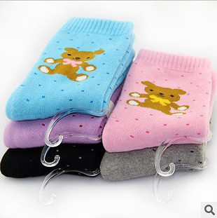 秋冬必备！超萌卡通小熊毛圈袜，十双包邮打造温暖时尚